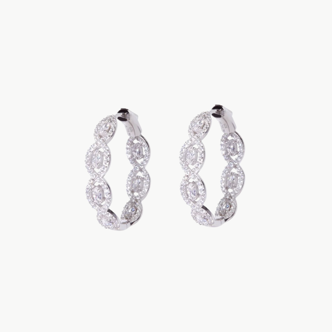MINI SYLVIE HOOPS IN WHITE RHODIUM by Nickho Rey - Romi Boutique