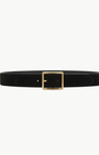 GABRIELE BELT IN BLACK SUEDE WITH ANTIQUE GOLD BUCKLE - Romi Boutique
