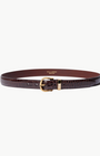 LOUISE BELT IN DARK BROWN CROC W/ BRASS BUCKLE by Nili Lotan - Romi Boutique