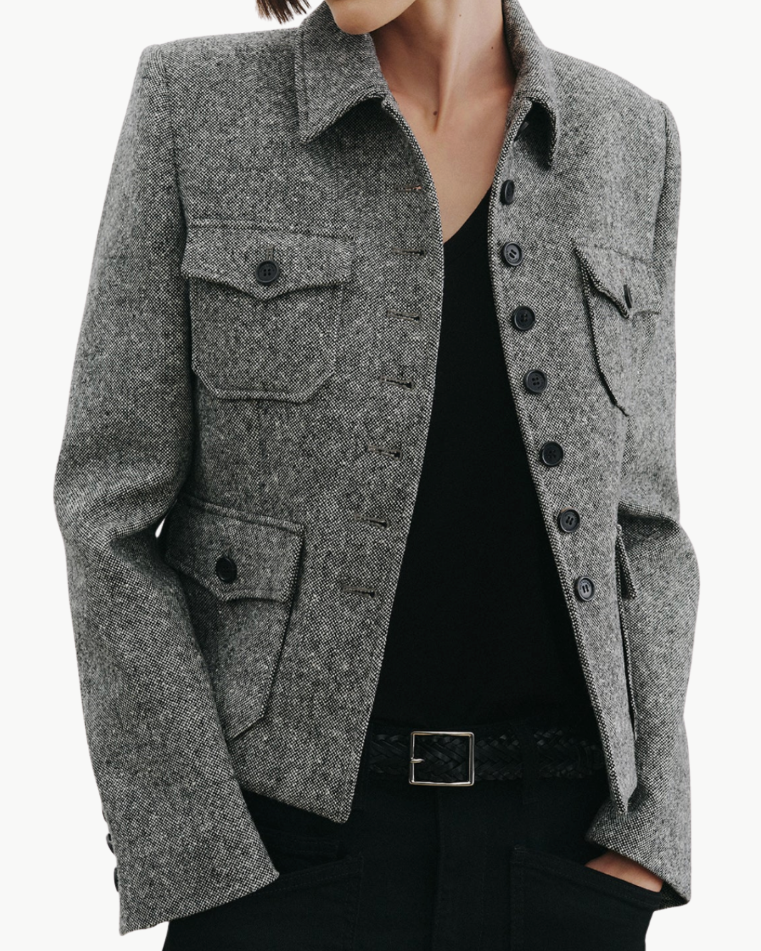 JAMISON JACKET IN BLACK DONEGAL - Romi Boutique