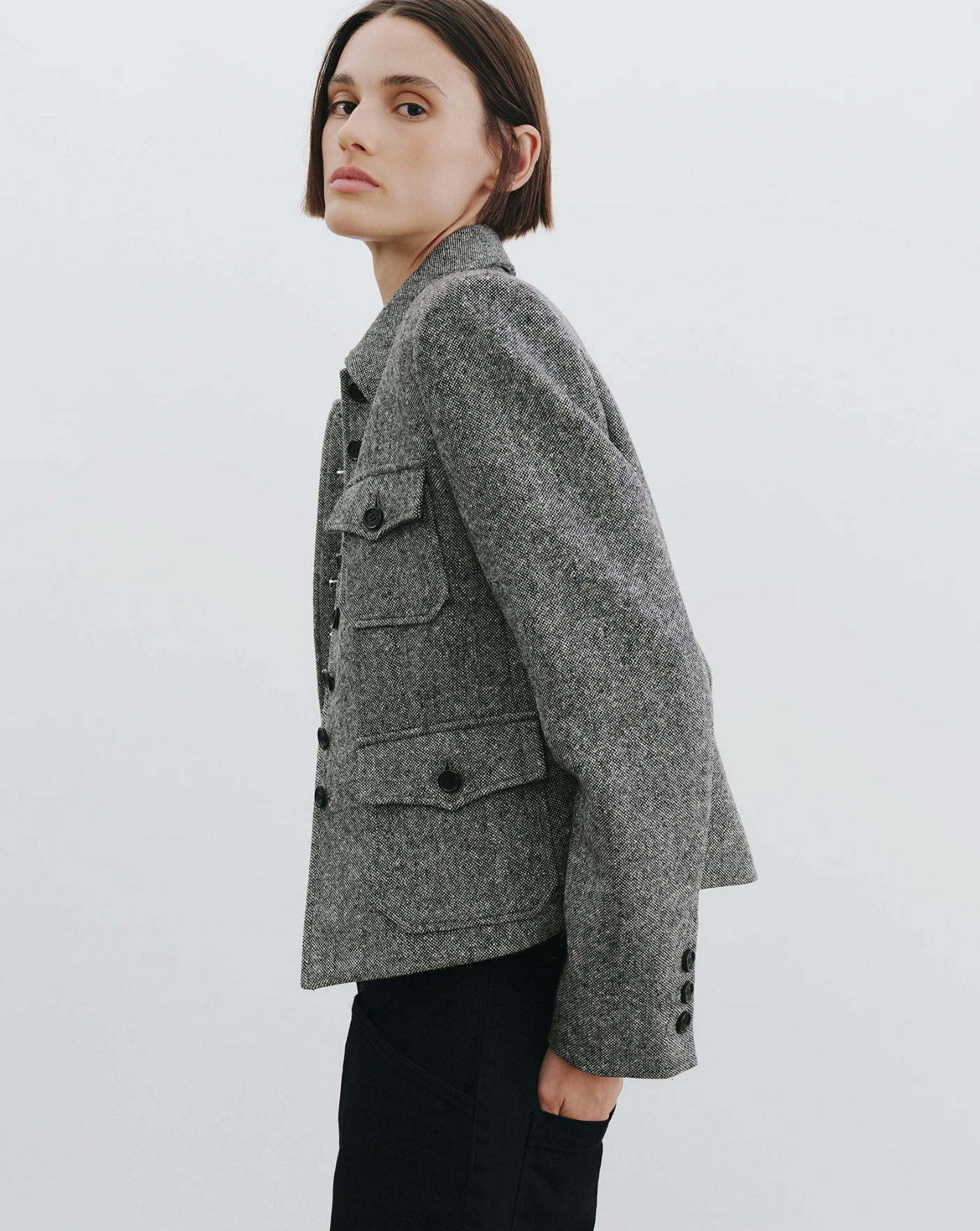 JAMISON JACKET IN BLACK DONEGAL - Romi Boutique