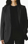 ANABEL TAILORED JACKET IN BLACK PINSTRIPE - Romi Boutique