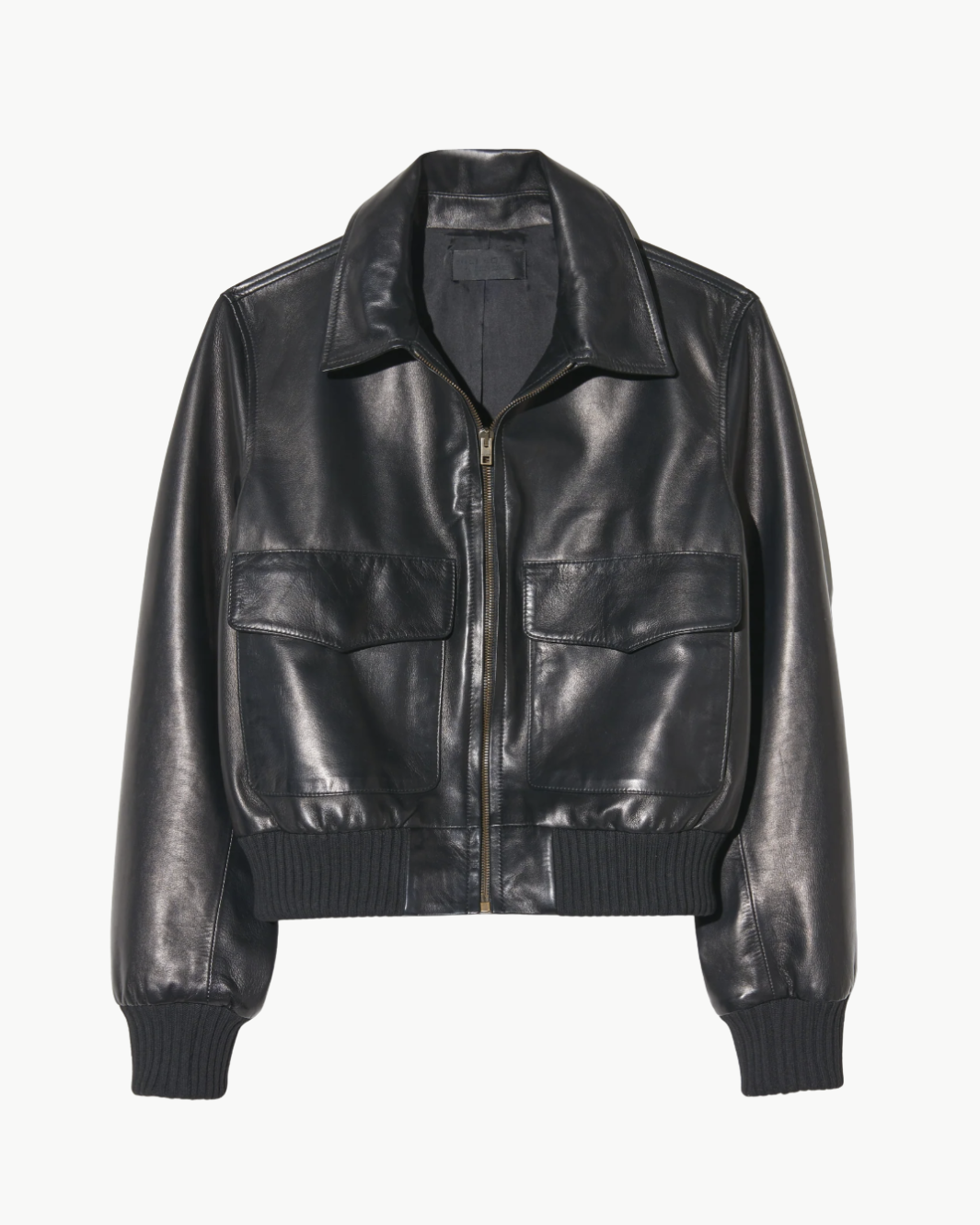 REDLEY LEATHER BOMBER JACKET IN BLACK - Romi Boutique