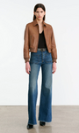 SUE LEATHER BOMBER JACKET IN COGNAC - Romi Boutique
