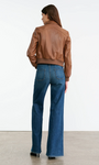 SUE LEATHER BOMBER JACKET IN COGNAC - Romi Boutique