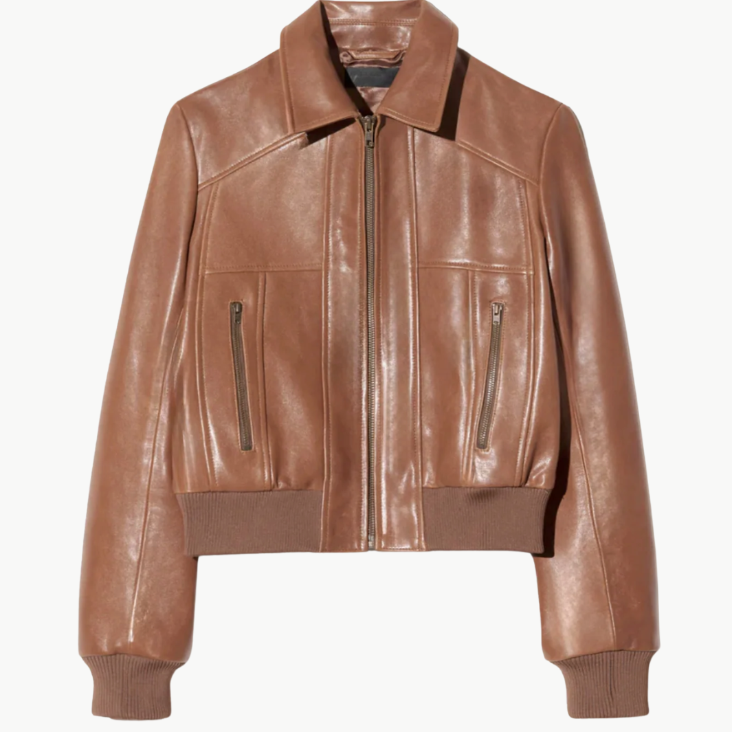 SUE LEATHER BOMBER JACKET - Romi Boutique