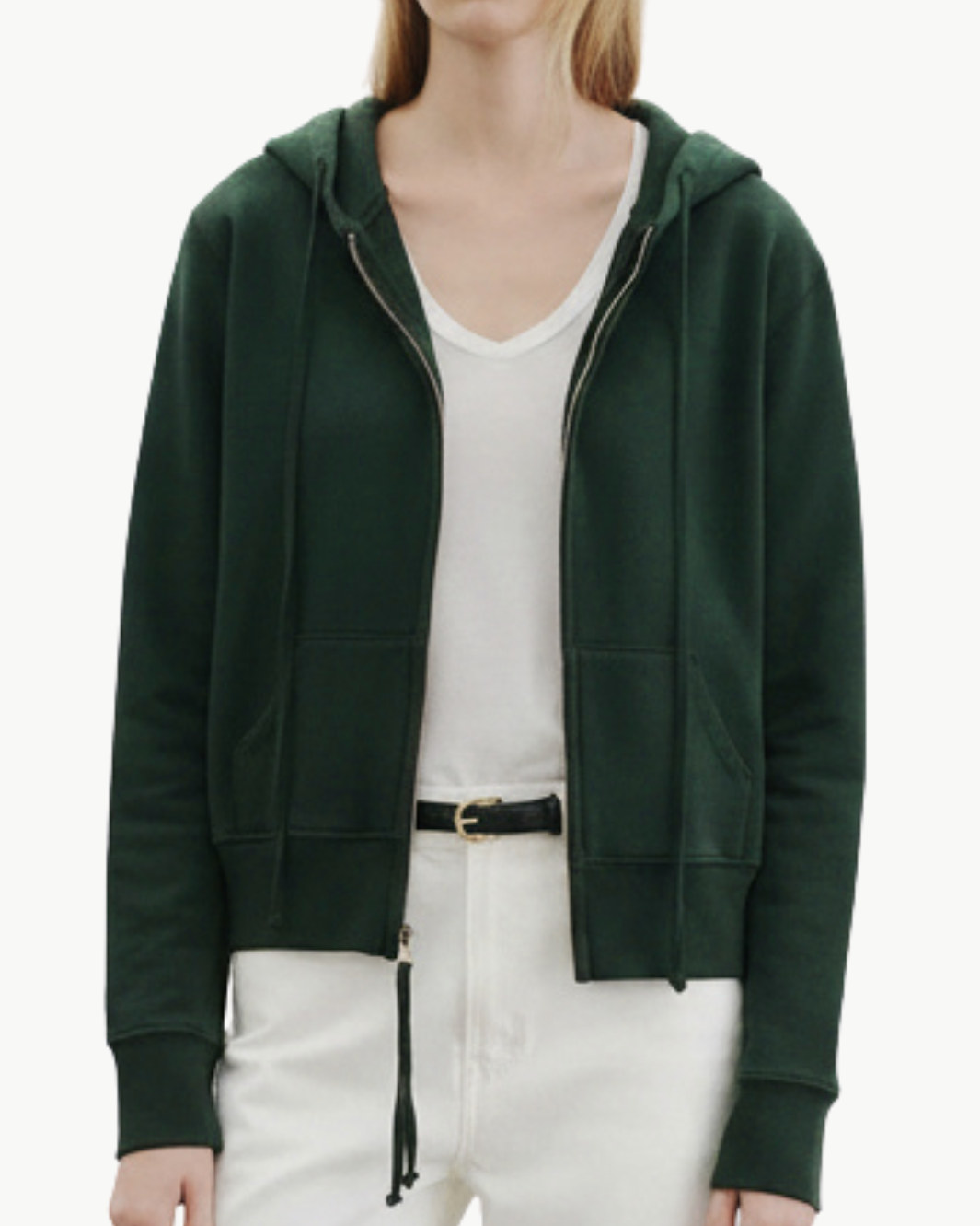 CALLIE ZIP UP HOODIE IN EVERGREEN - Romi Boutique