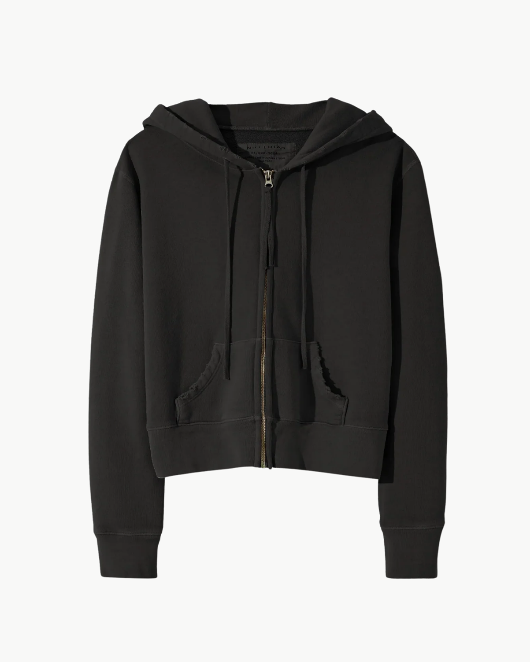 CALLIE ZIP UP HOODIE IN WASHED BLACK - Romi Boutique