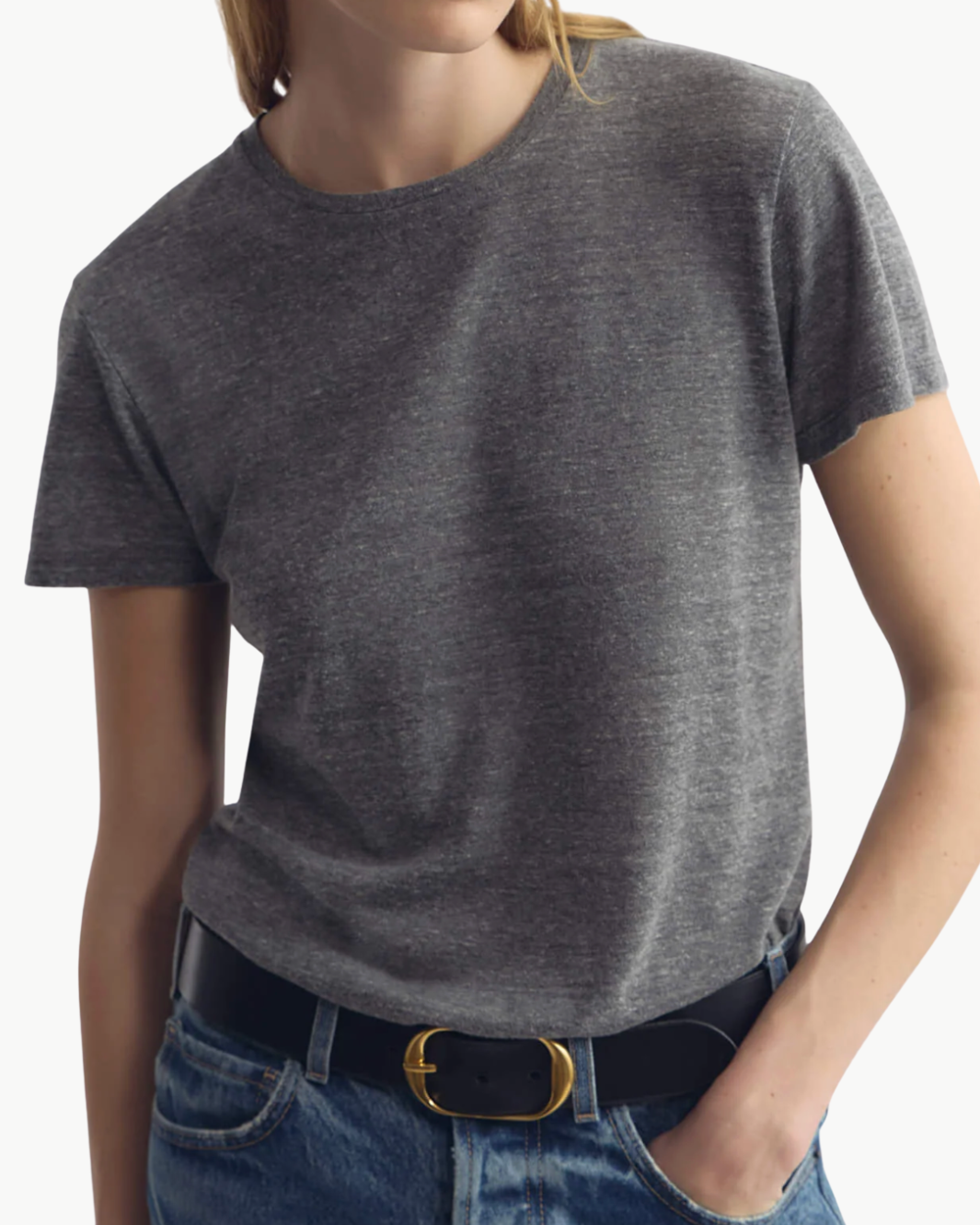 LANA TEE IN HEATHER GREY - Romi Boutique