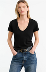 CAROL VNECK TEE SHIRT IN JET BLACK - Romi Boutique