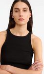 JENNIFER RIB TANK IN JET BLACK - Romi Boutique