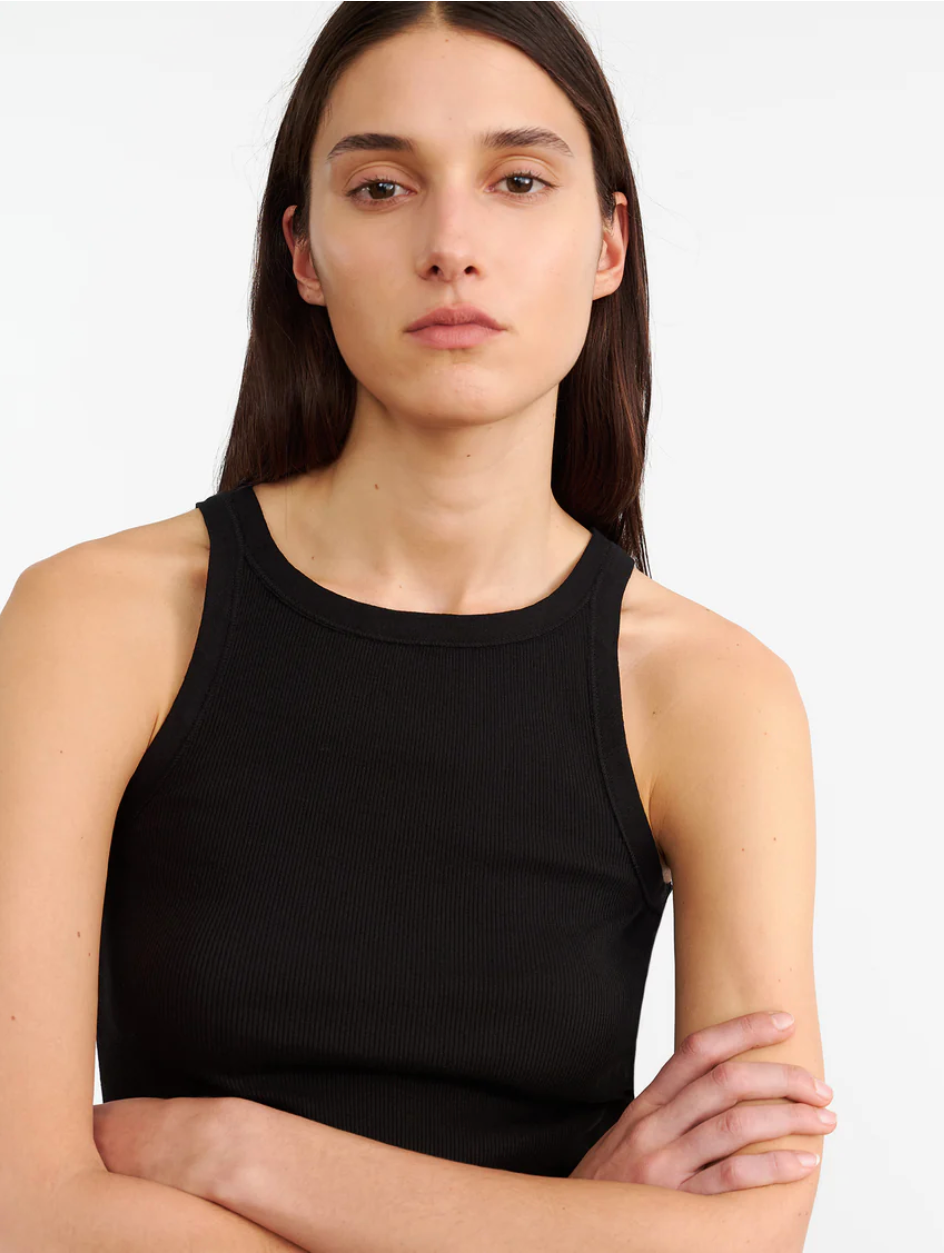 JENNIFER RIB TANK IN JET BLACK - Romi Boutique