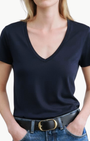 CAROL VNECK TEE SHIRT IN MIDNIGHT - Romi Boutique