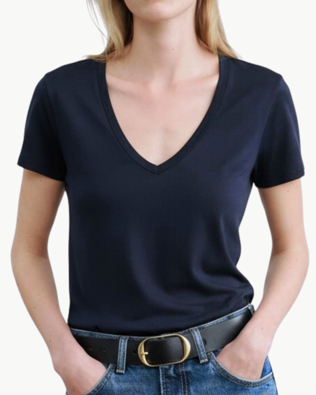 CAROL VNECK TEE SHIRT IN MIDNIGHT - Romi Boutique