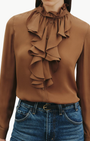LILY SILK BLOUSE IN COGNAC - Romi Boutique