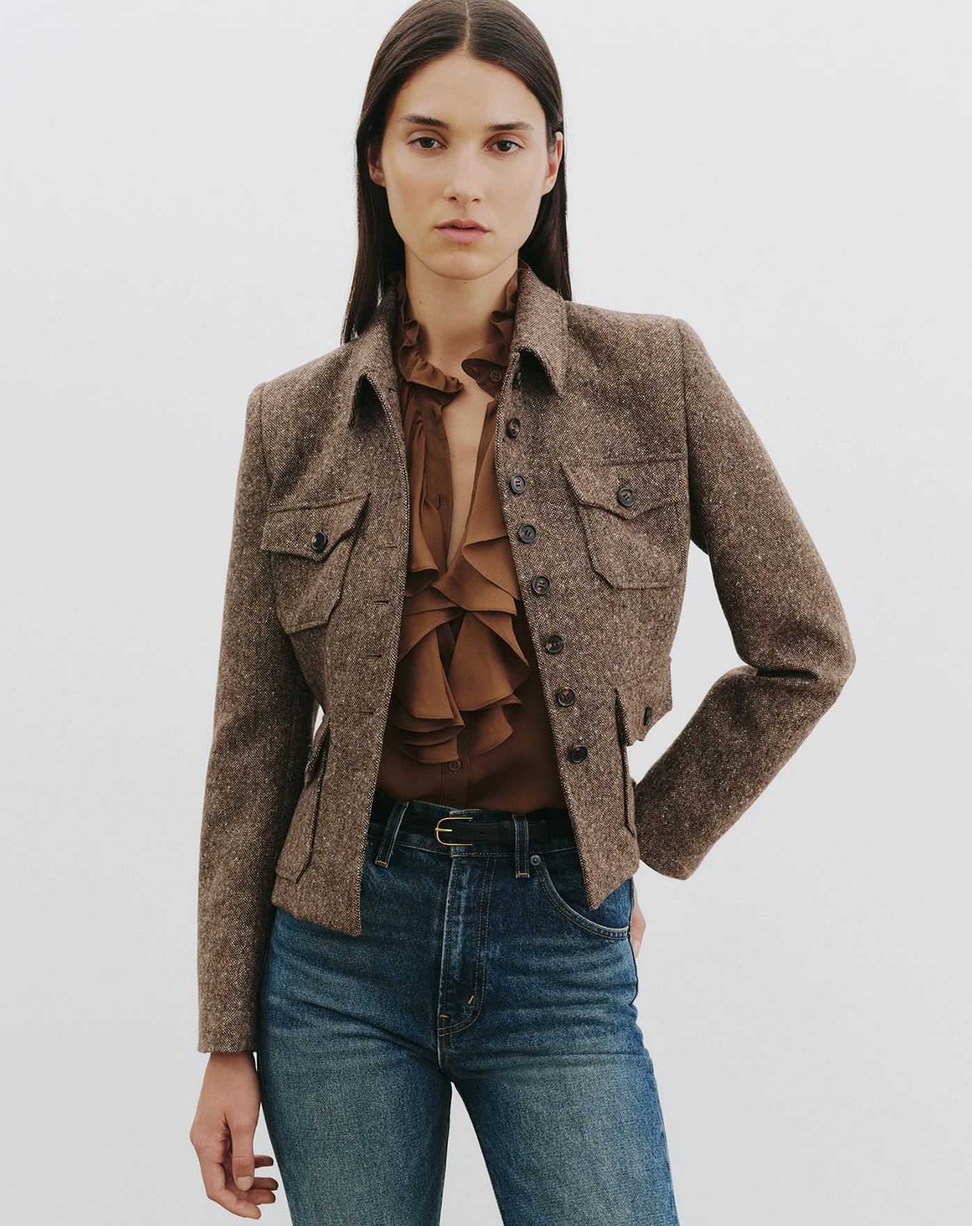 LILY SILK BLOUSE IN COGNAC - Romi Boutique