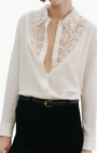 ZOLA LACE/SILK SHIRT IN IVORY - Romi Boutique
