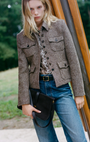 GAIA SLIM SHIRT IN STONE/BROWN SNAKE PRINT - Romi Boutique