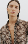 GAIA SLIM SHIRT IN STONE/BROWN SNAKE PRINT - Romi Boutique