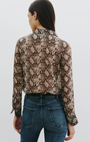 GAIA SLIM SHIRT IN STONE/BROWN SNAKE PRINT - Romi Boutique