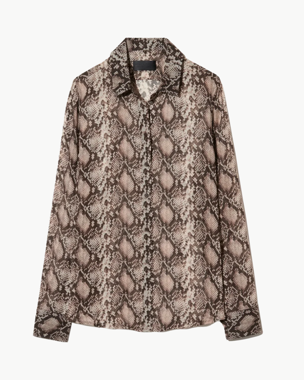 GAIA SLIM SHIRT IN STONE/BROWN SNAKE PRINT - Romi Boutique