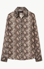 GAIA SLIM SHIRT IN STONE/BROWN SNAKE PRINT - Romi Boutique