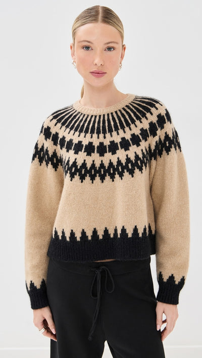 ALENA SWEATER IN LIGHT CAMEL FAIR ISLE