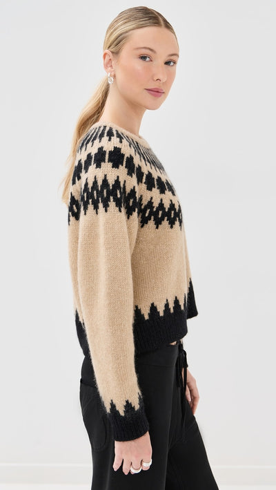 ALENA SWEATER IN LIGHT CAMEL FAIR ISLE
