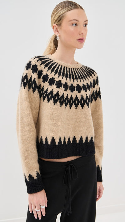ALENA SWEATER IN LIGHT CAMEL FAIR ISLE