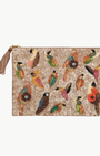 LARGE MULTI BIRDS POUCH WITH CHAIN IN BEIGE - Romi Boutique