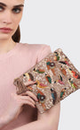 LARGE MULTI BIRDS POUCH WITH CHAIN IN BEIGE - Romi Boutique