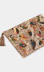 LARGE MULTI BIRDS POUCH WITH CHAIN IN BEIGE - Romi Boutique