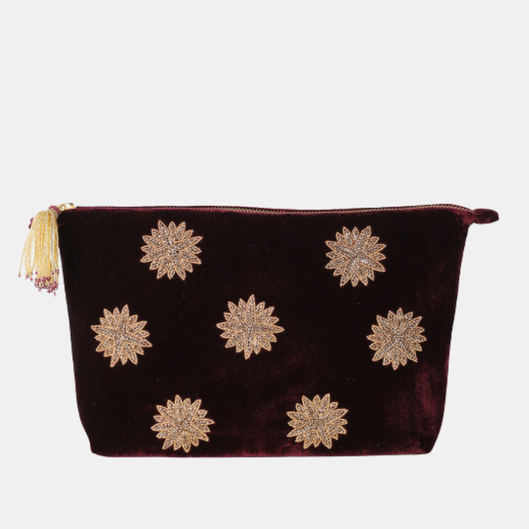 LARGE STAR MAKE UP BAG IN PLUM - Romi Boutique
