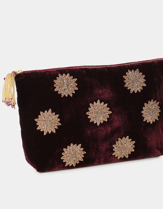 LARGE STAR MAKE UP BAG IN PLUM - Romi Boutique