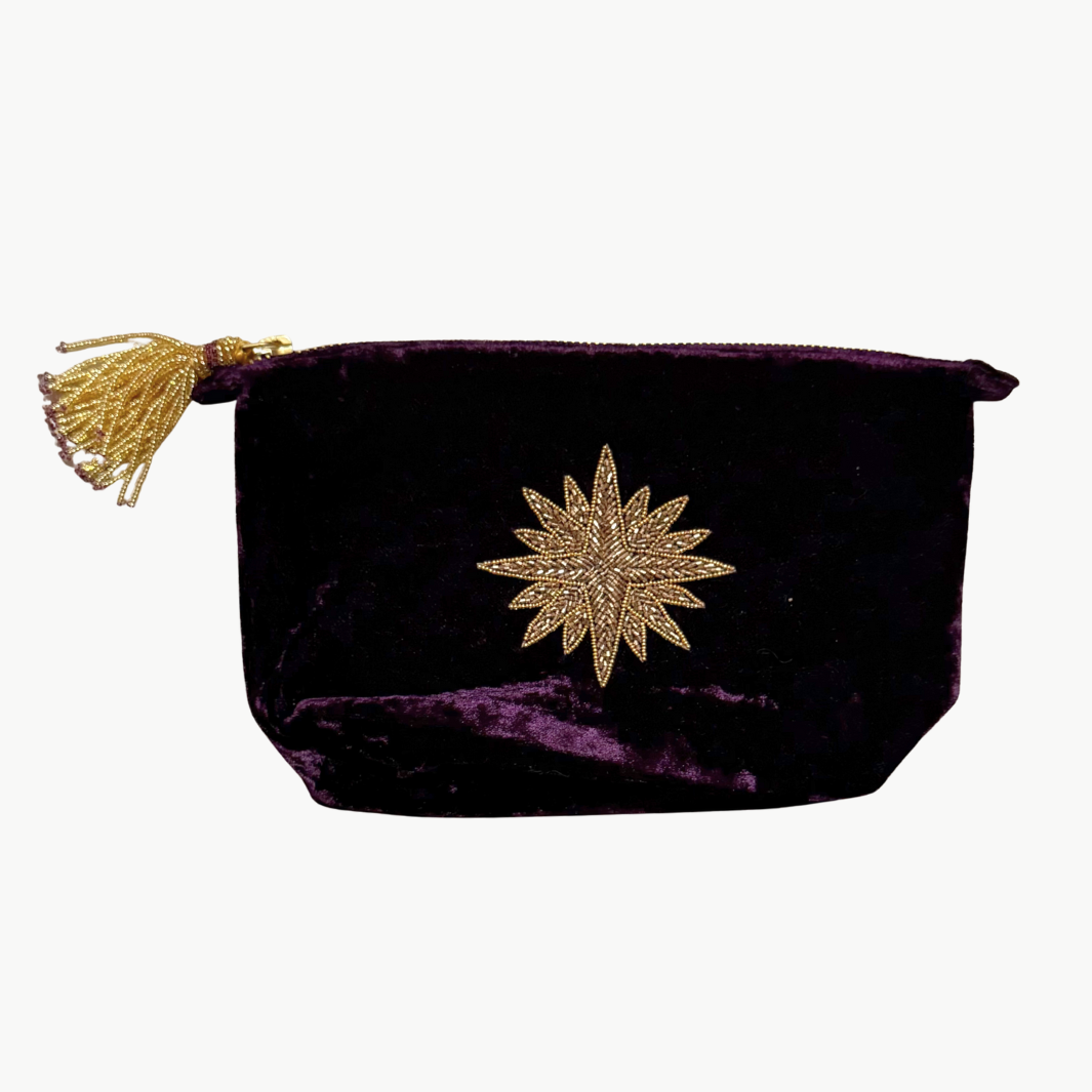 SMALL STAR MAKE UP BAG IN PLUM - Romi Boutique