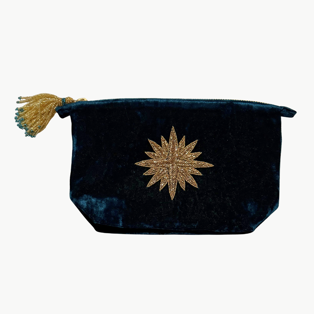 SMALL STAR MAKE UP BAG IN TEAL by Olivia Dar - Romi Boutique