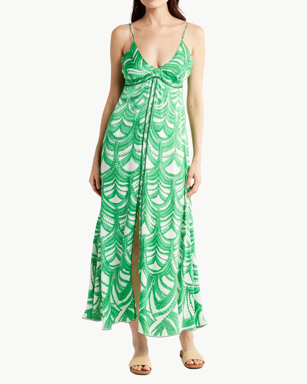 LONG DRESS DENISE IN GREEN HIMBA by Poupette St. Barth - Romi Boutique