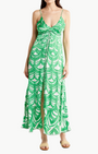 LONG DRESS DENISE IN GREEN HIMBA by Poupette St. Barth - Romi Boutique