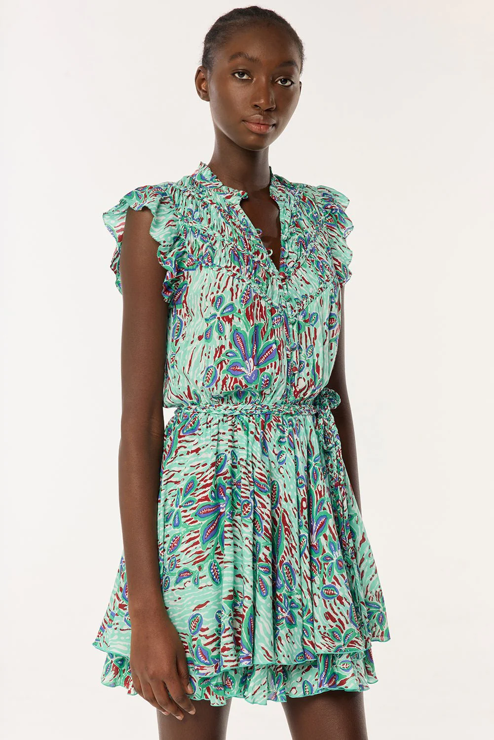 MINI DRESS CALLIE IN MINT EXOTIC FOREST by Poupette St. Barth - Romi Boutique