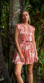 MINI DRESS CALLIE IN PINK EXOTIC FOREST by Poupette St. Barth - Romi Boutique