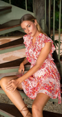 MINI DRESS CALLIE IN PINK EXOTIC FOREST by Poupette St. Barth - Romi Boutique