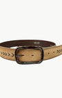 SYLVIA BELT IN TAN W/ BLACK STITCH by Puntovita - Romi Boutique
