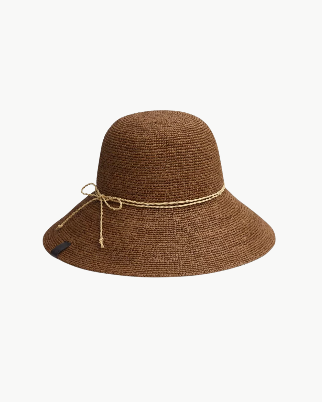 CROCHET RAFFIA BUCKET HAT IN BROWN - Romi Boutique