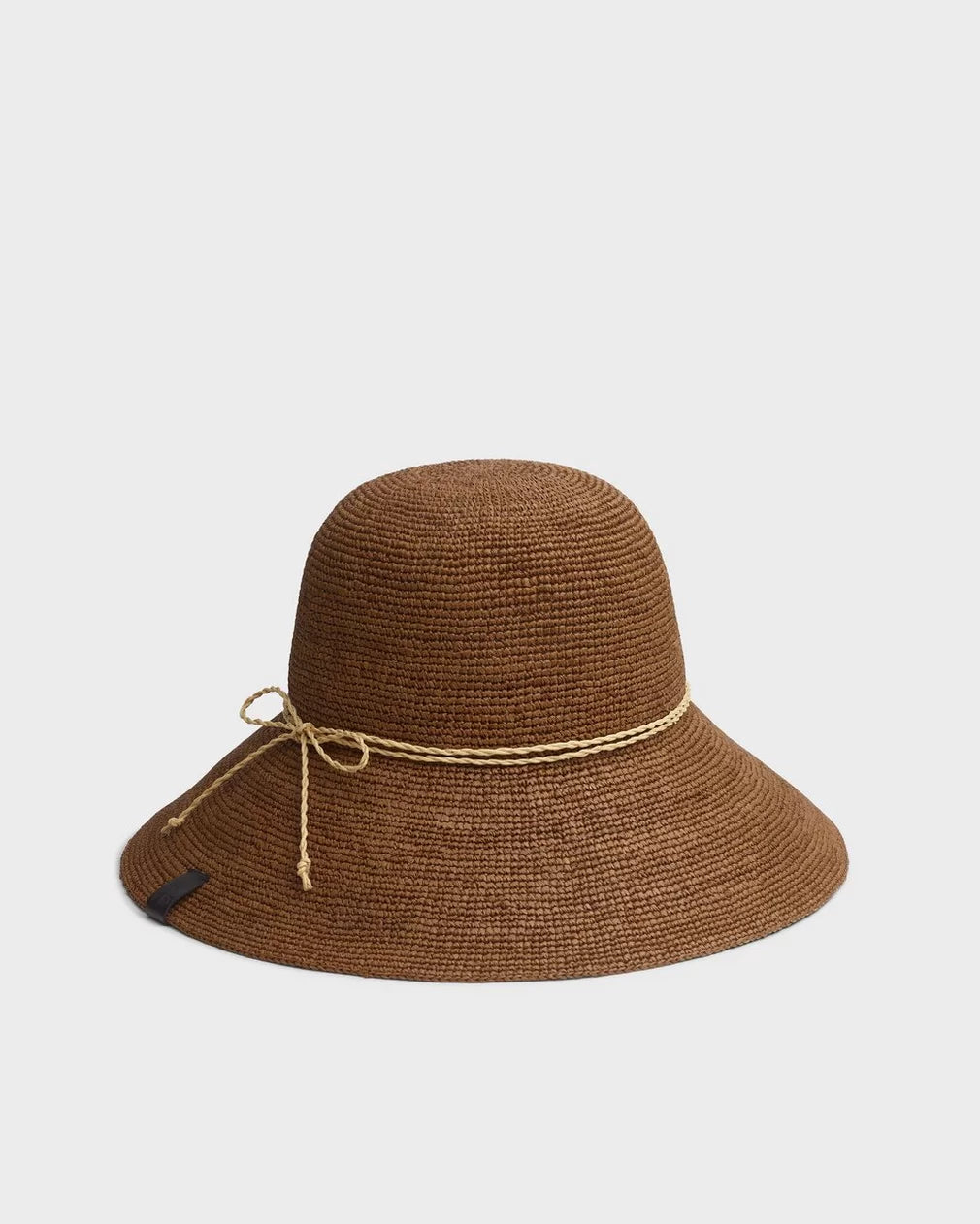CROCHET RAFFIA BUCKET HAT IN BROWN - Romi Boutique