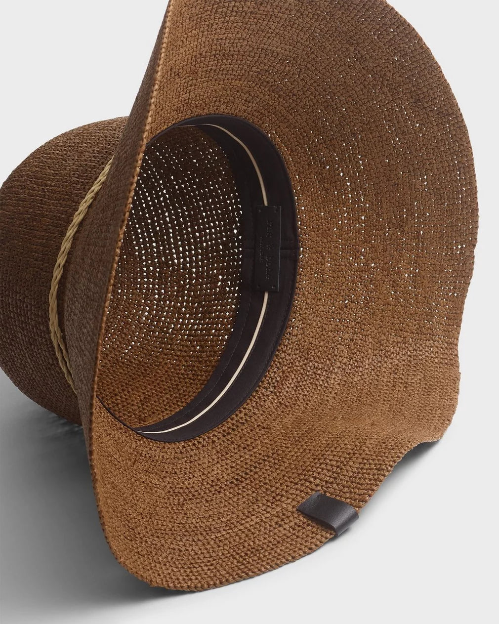 CROCHET RAFFIA BUCKET HAT IN BROWN - Romi Boutique
