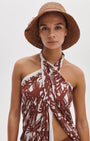 CROCHET RAFFIA BUCKET HAT IN BROWN - Romi Boutique