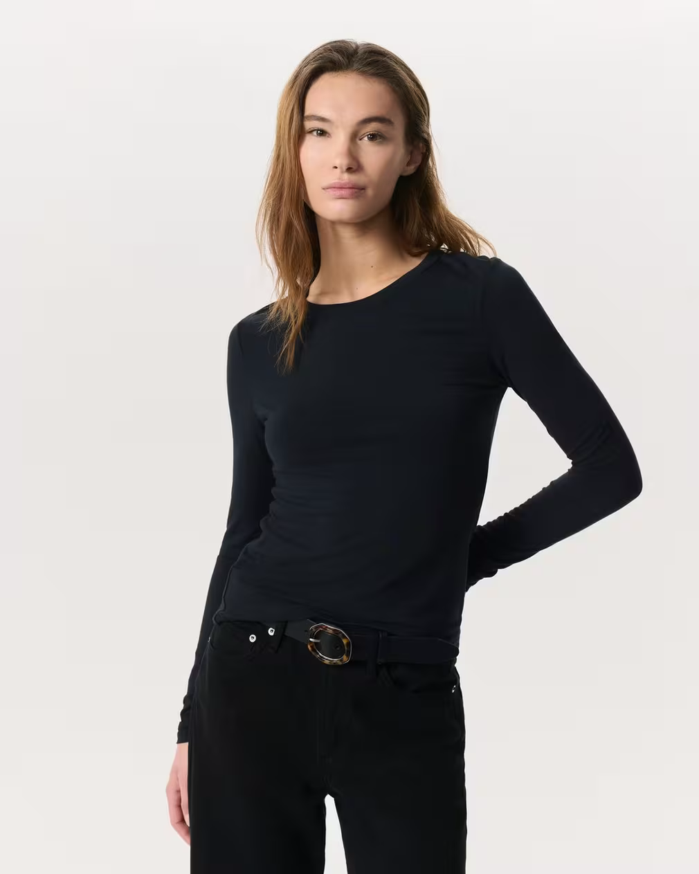 LUCA JERSEY SLIM LONG SLEEVE IN BLACK - Romi Boutique