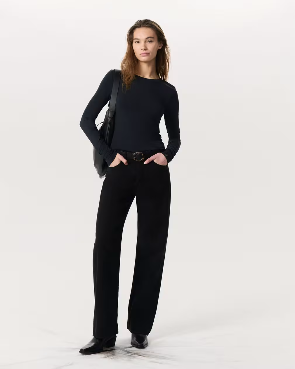 LUCA JERSEY SLIM LONG SLEEVE IN BLACK - Romi Boutique