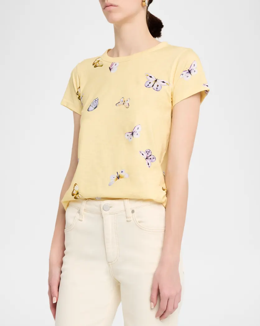 ALL OVER TAMMY BUTTERFLY TEE IN BUTTER MULTI - Romi Boutique