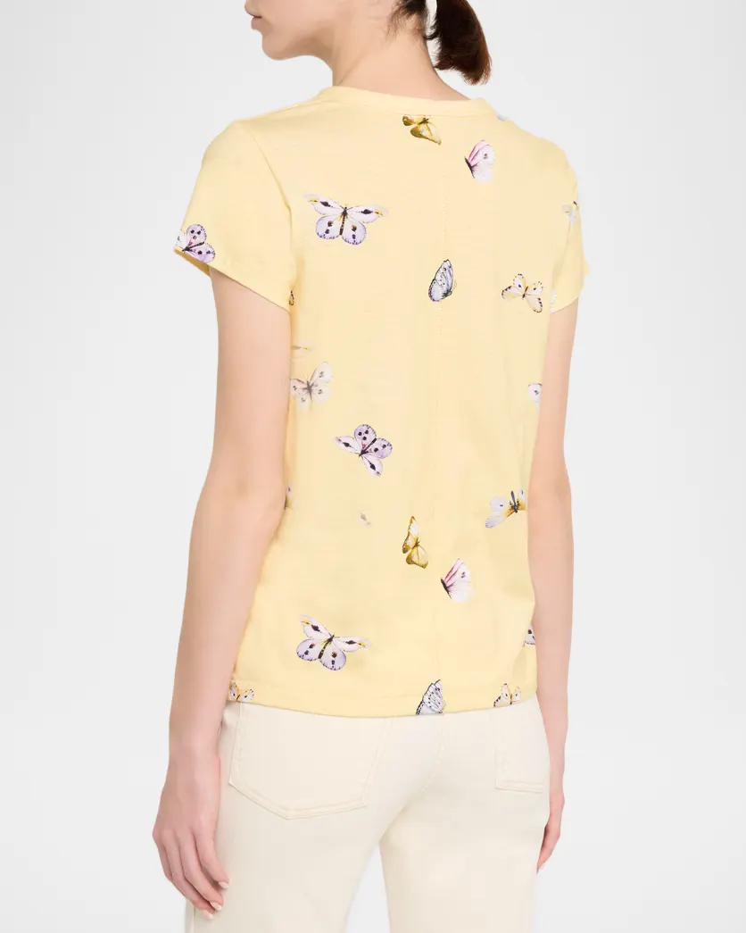ALL OVER TAMMY BUTTERFLY TEE IN BUTTER MULTI - Romi Boutique